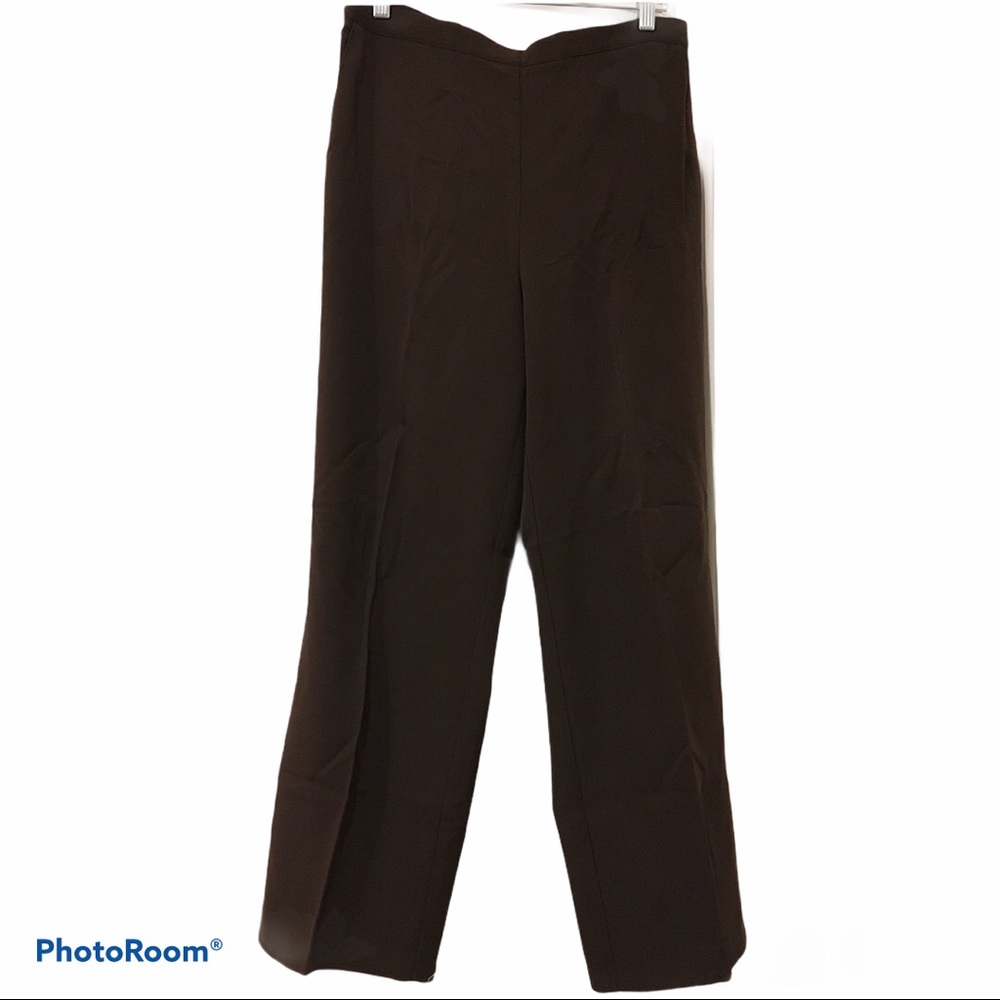 Alfred Dunner Brown Pants Elastic Waist Size 12
